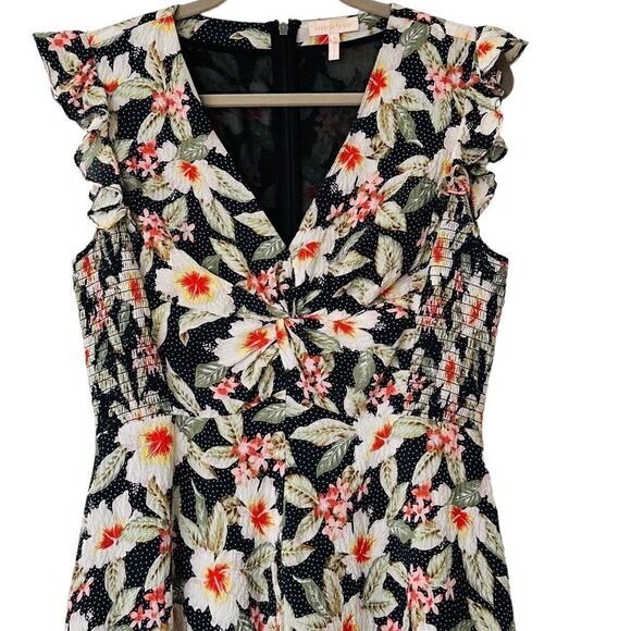 Rebecca Taylor Black Floral Kamea Fleur Silk Dress  | Size 8 - Picture 6 of 12
